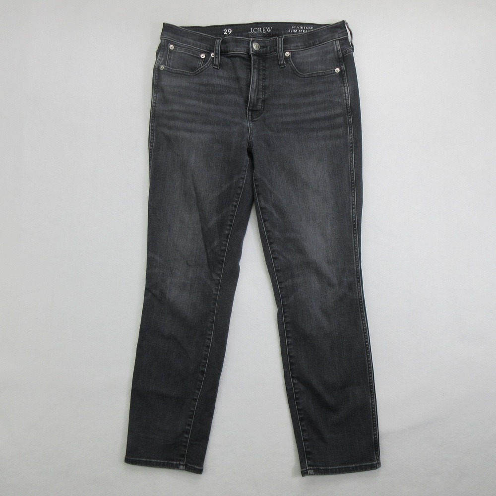 J.Crew Womens Jeans Size 29 Black 9 Inch Vintage Slim Straight Stretch